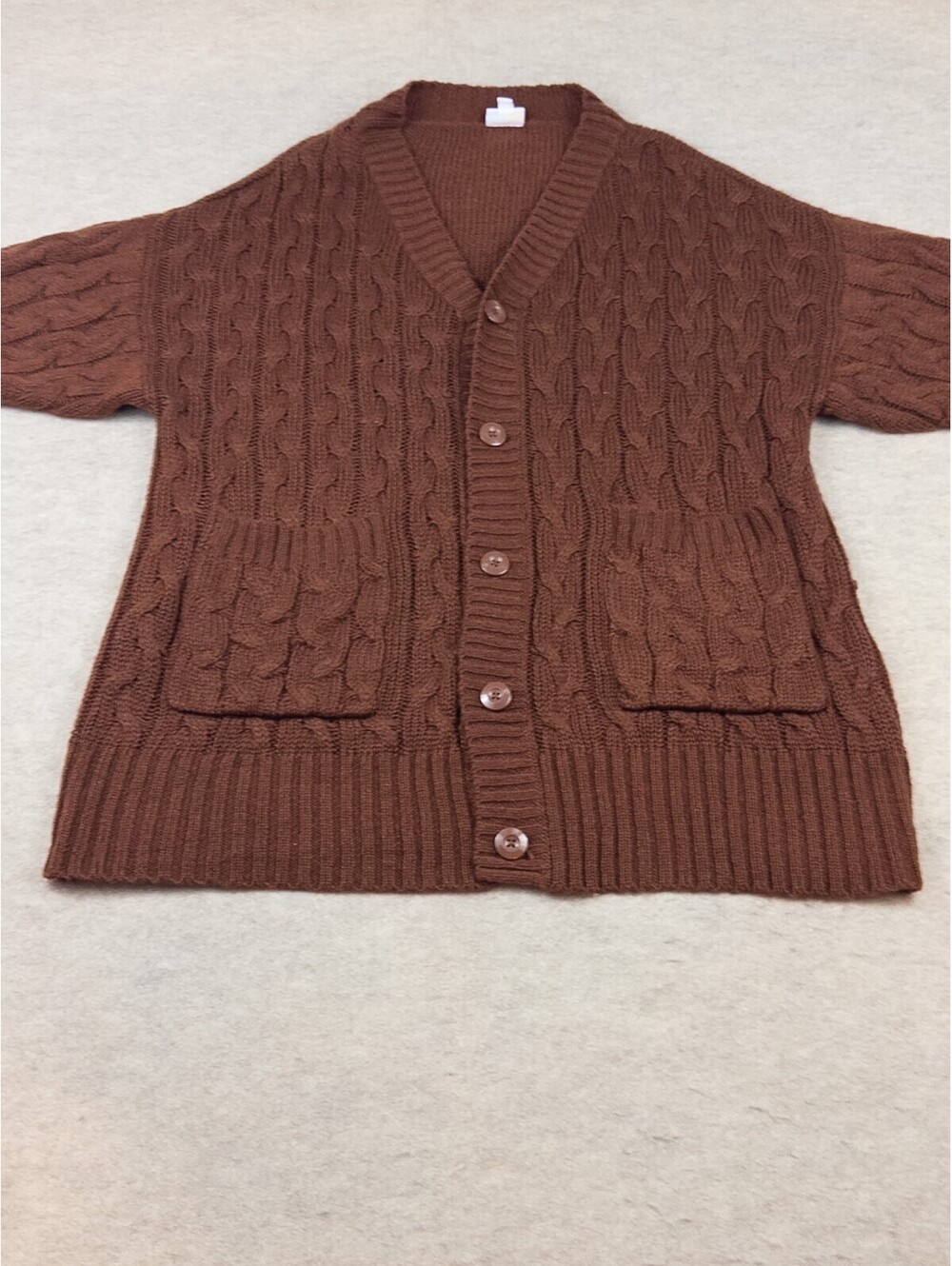 LuLaRoe Brown Cable Knit Button-Up Cardigan Sweater Size L